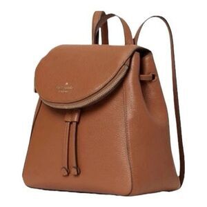 Kate Spade New York Leila Medium Flap Backpack Brown Pebbled Leather